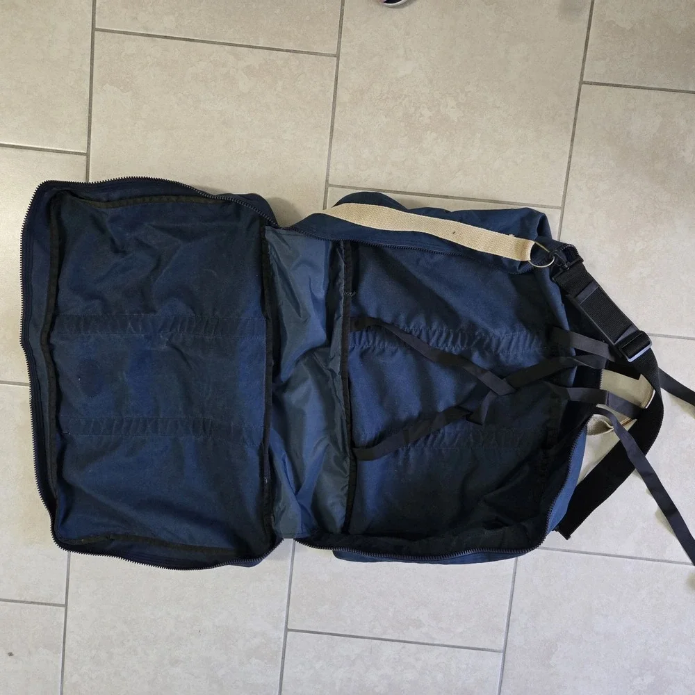 Mazda XL Navy Canvas Duffle Tote Bag 25x16x8 in With Shoulder Strap and Handles